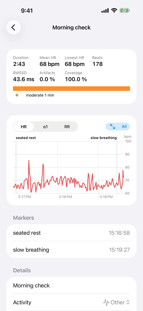 A finished recording's page